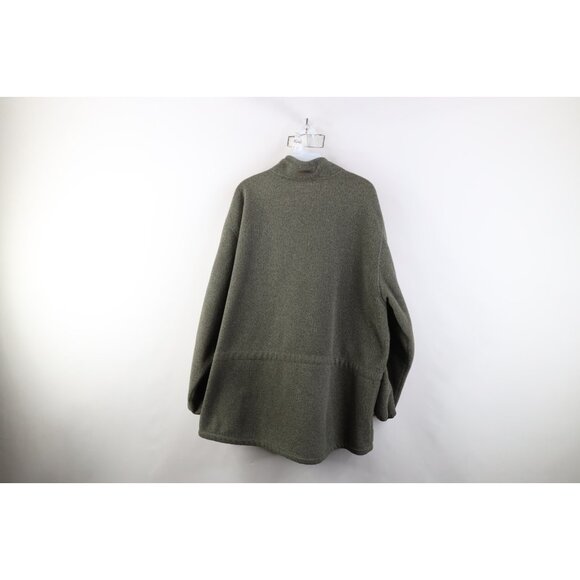 Vtg 90s Eddie Bauer Mens 2XL XXL Faded Fleece Full Zip Jacket Green Polyester - Picture 12 of 14